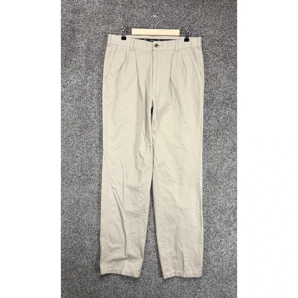 Vintage Lucchese Pants Mens 36/32 (Fits 35/35) Beige Khaki Pleated Chino